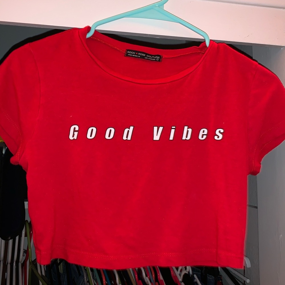 Red cropped top